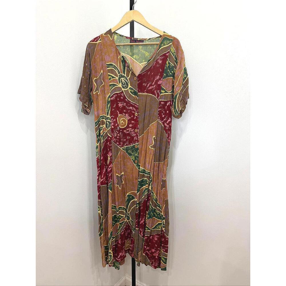 Vintage High Society L Patchwork Pattern Button-F… - image 1